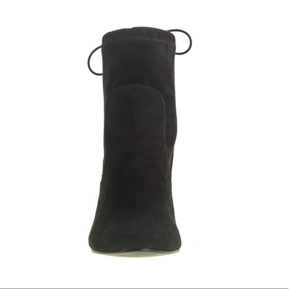 BLK Microsuede Drawstring Chunky Heel Ankle Bootie - Picture 4 of 8